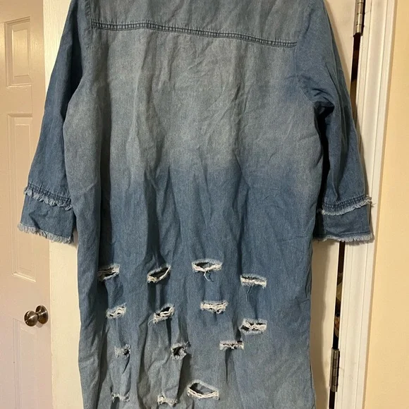 Star Style 1X distressed denim tunic dress - Picture 3 of 4